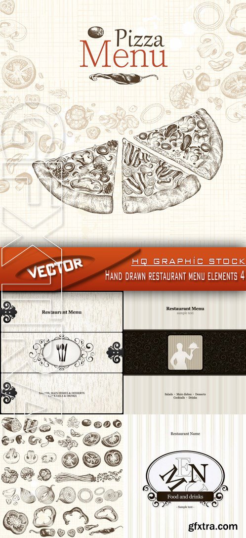 Stock Vector - Hand drawn restaurant menu elements 4
