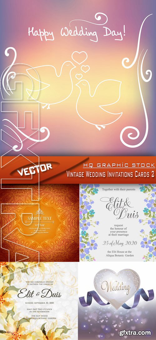 Stock Vector - Vintage Wedding Invitations Cards 2