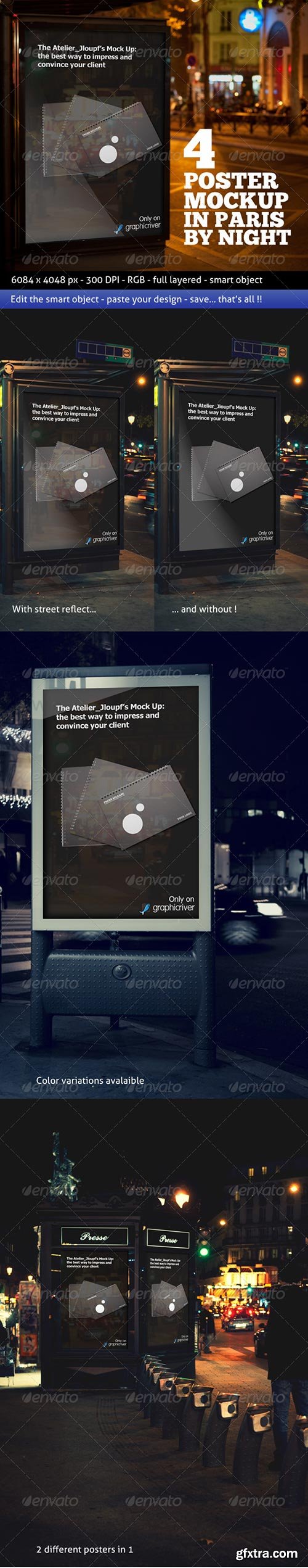 GraphicRiver - Photorealistic Poster Mockup In Paris By Night