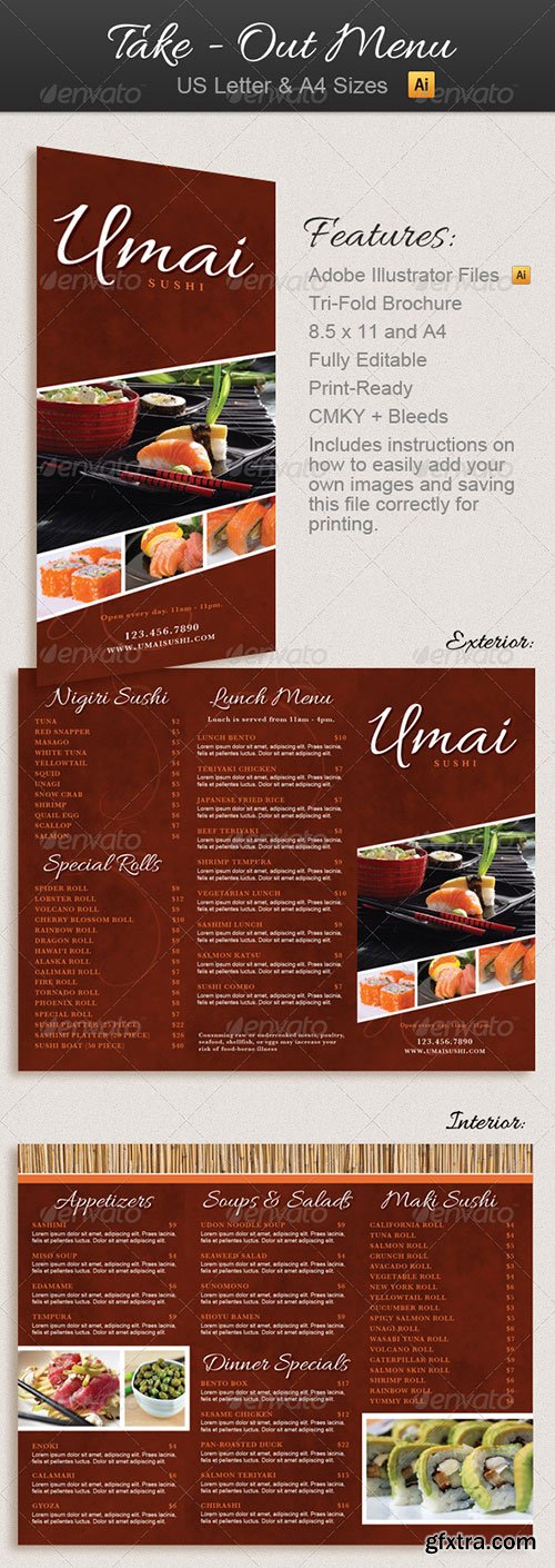GraphicRiver - Restaurant Take-Out Menu Trifold Brochure