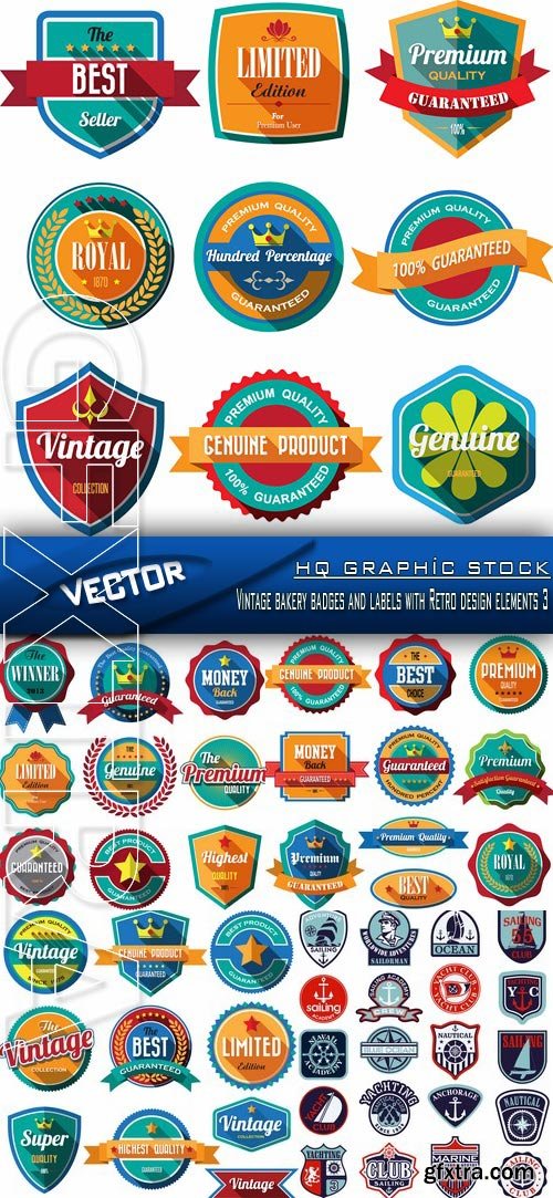 Stock Vector - Vintage bakery badges and labels with Retro design elements 3
