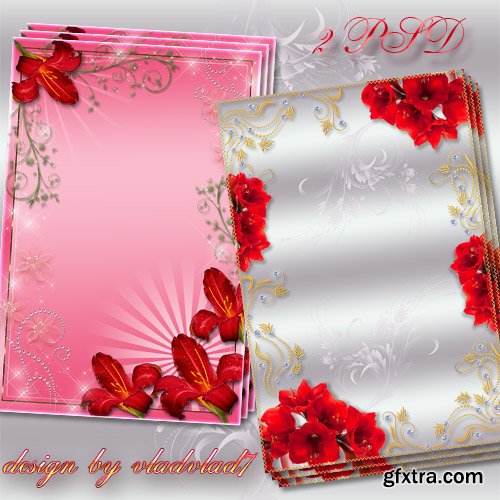 Flower Photo frames - Red lilies Bouquets