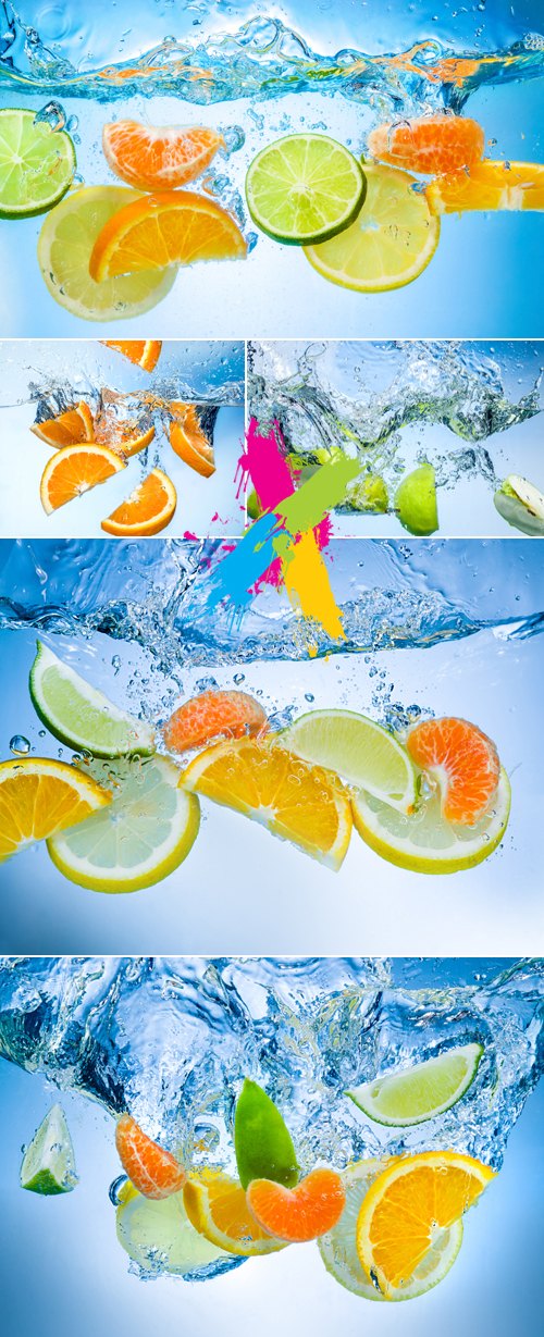 Stock Photo - Fruits in Splash of Water