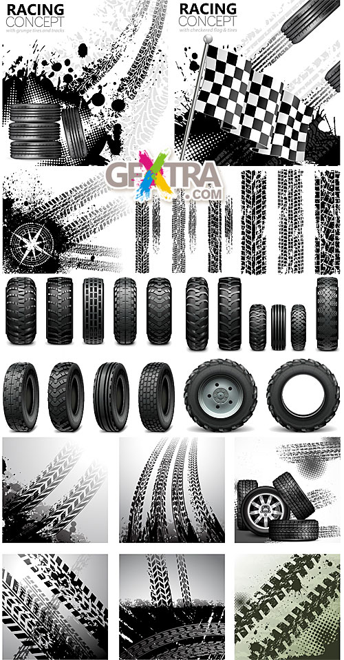 Tires and tracks grunge backgrounds