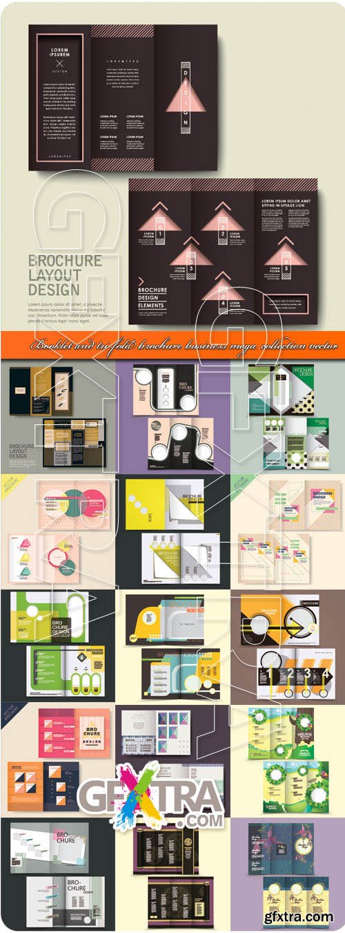Booklet and tri-fold brochure business mega collection vector