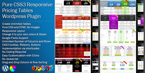 CodeCanyon - Pure CSS Responsive Pricing Tables v1.2 for Wordpress