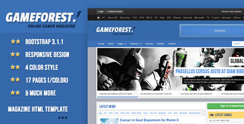 ThemeForest - GameForest v1.1 - Online Magazine HTML Template - FULL