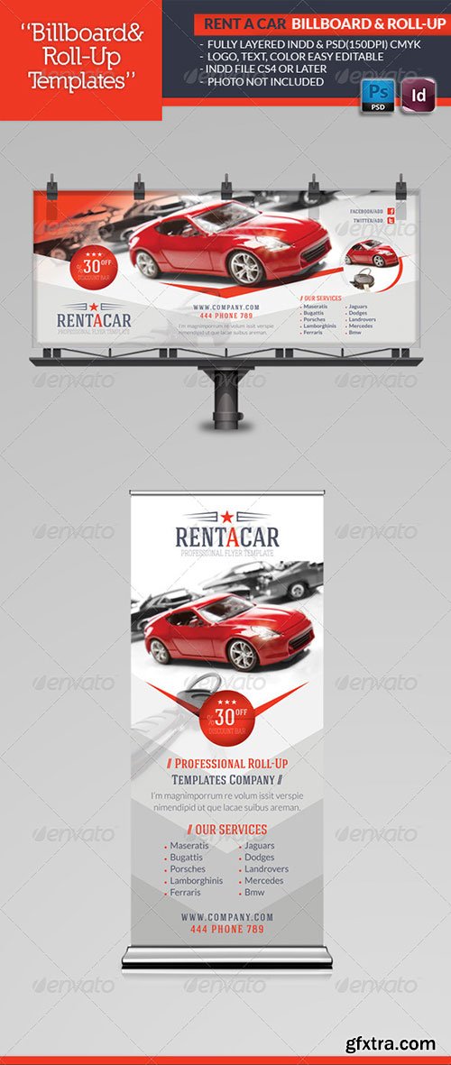 GraphicRiver - Rent A Car Billboard & Roll-Up Template