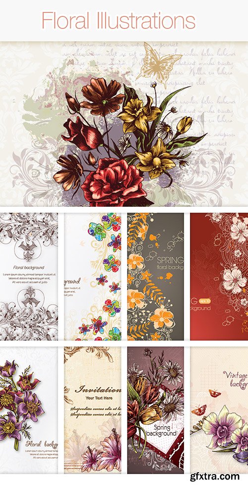 100 Floral Backgrounds Vector Pack
