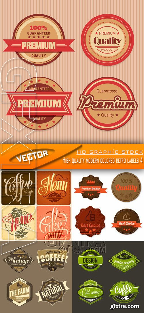 Stock Vector - High quality modern colored retro labels 4