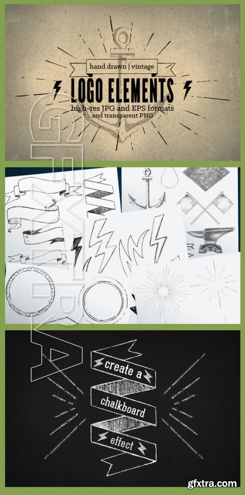 CreativeMarket - Drawn Vintage Logo Elements