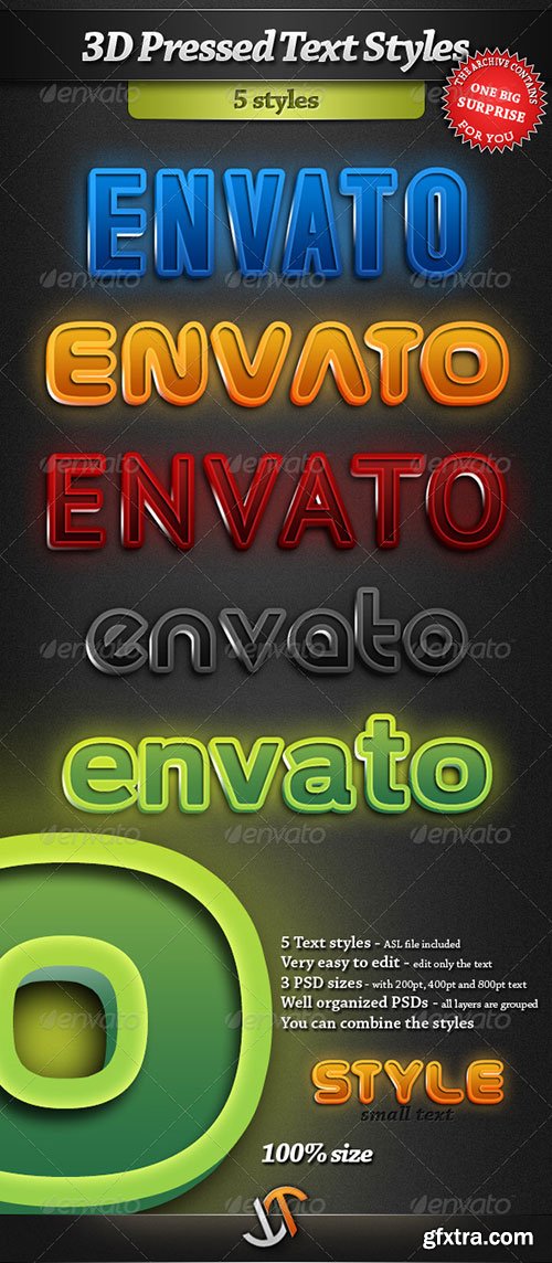 GraphicRiver - 3D Pressed Text Styles
