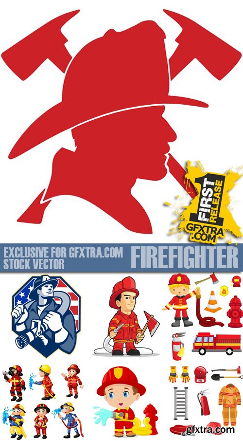 Stock Vectors - Firefighter, fire-fighting equipment, 25xEPS