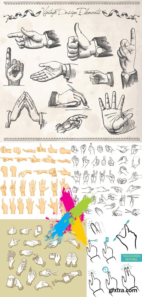 Various Hand Gestures Vector