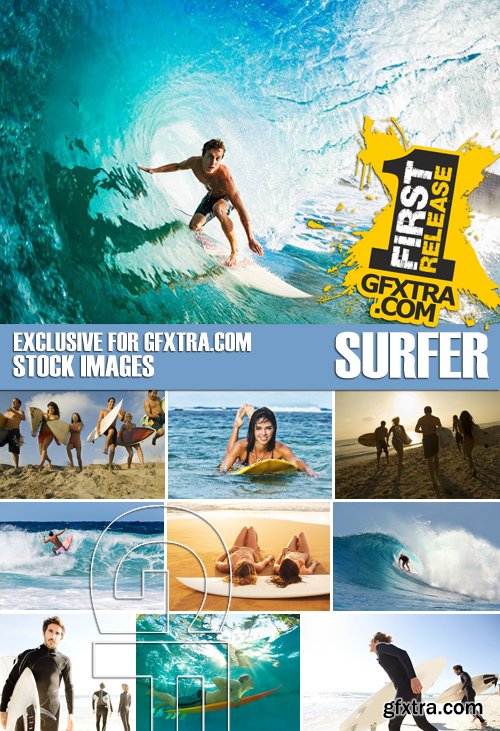 Stock Photos - Surfer, 25xJPG