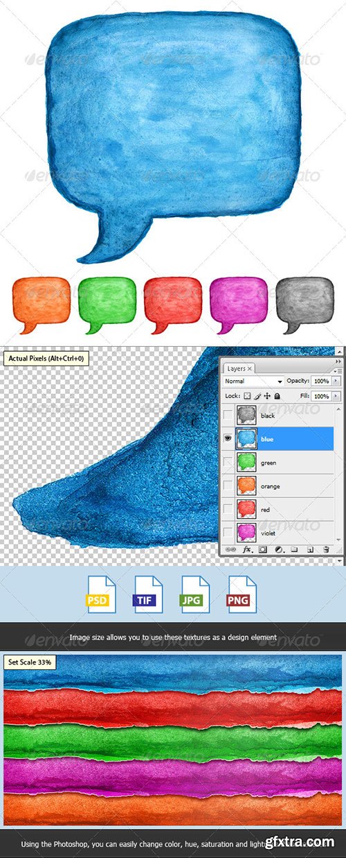 GraphicRiver - 6 Speech Bubble Watercolor Square Shape