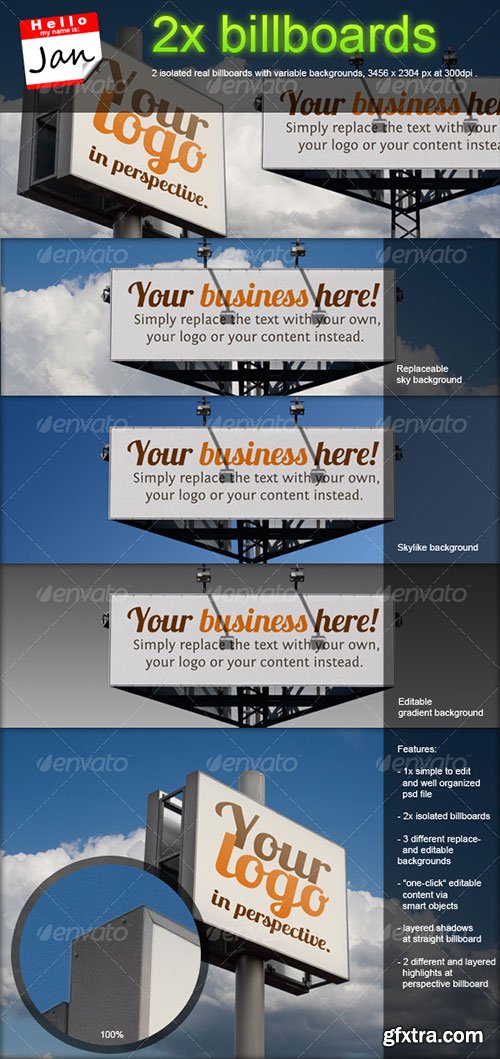 GraphicRiver - Set of 2 billboards for product/logo mockup