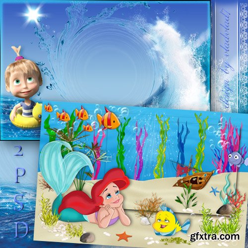Marine photo frames for girls - Mermaid Ariel and Masha