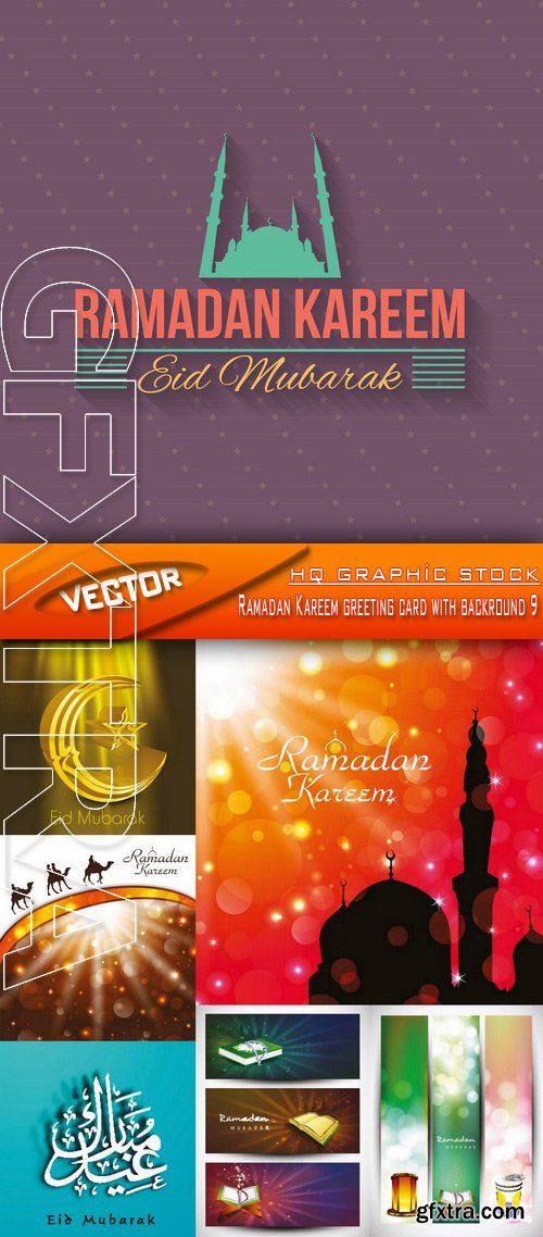 Stock Vector - Ramadan Kareem greeting card with backround 9