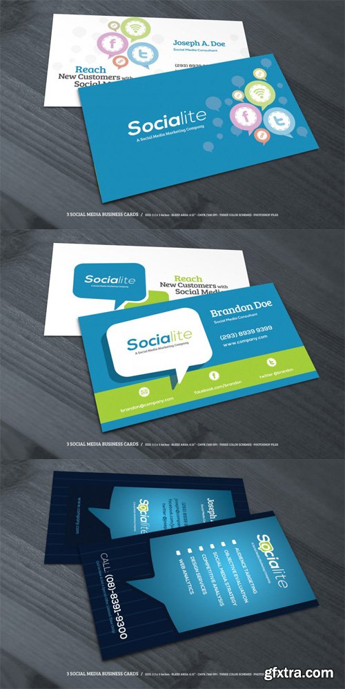 3 Social Media Business Cards