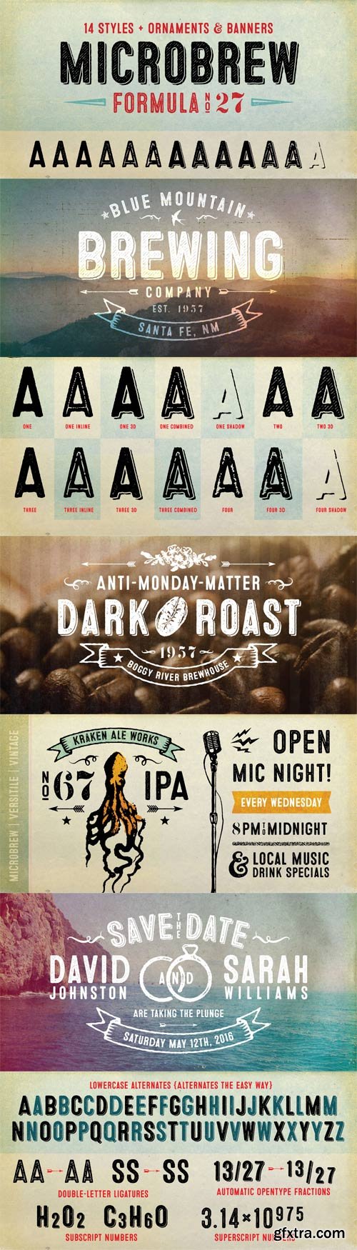 Microbrew Font Family - 16 Fonts for $49