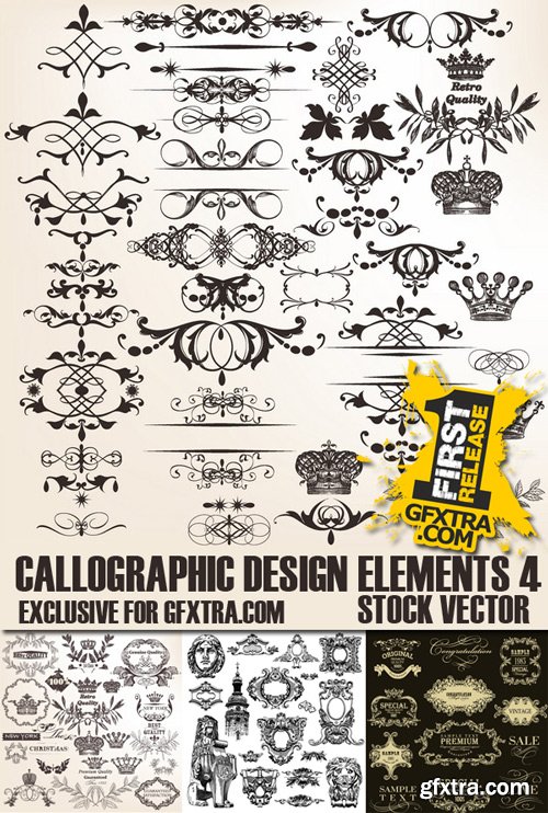 Stock Vectors - Calligraphic Design Elements 4, 25xEps