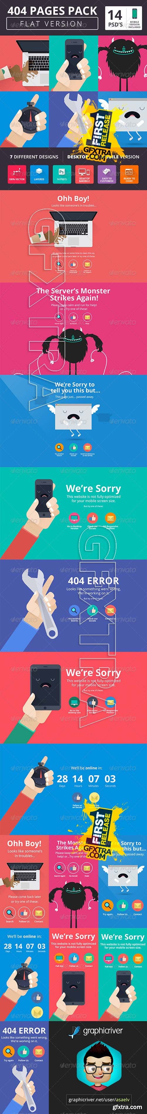 404 Pack Flat Style - Graphicriver 7536622