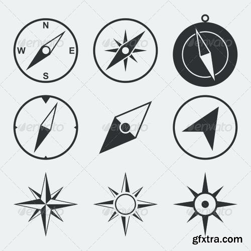 GraphicRiver - Navigation Compass Flat Icons Set - 6958706