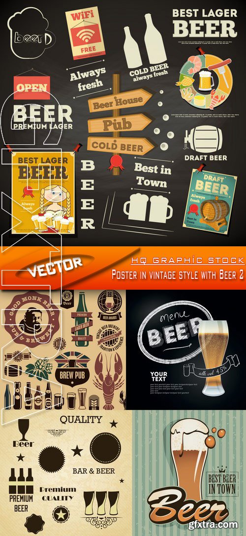 Stock Vector - Poster in vintage style with Beer 2