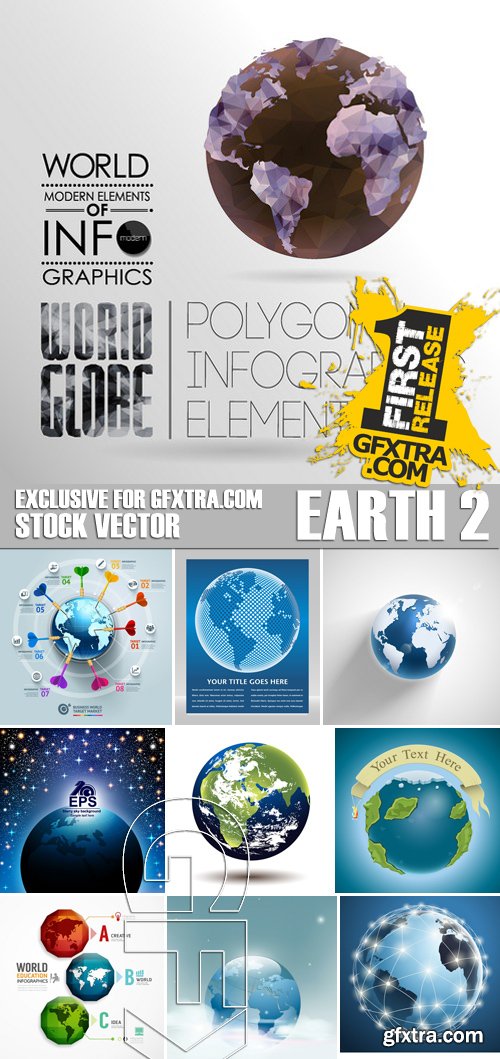 Stock Vectors - Planet Earth, World 2, 25xEPS
