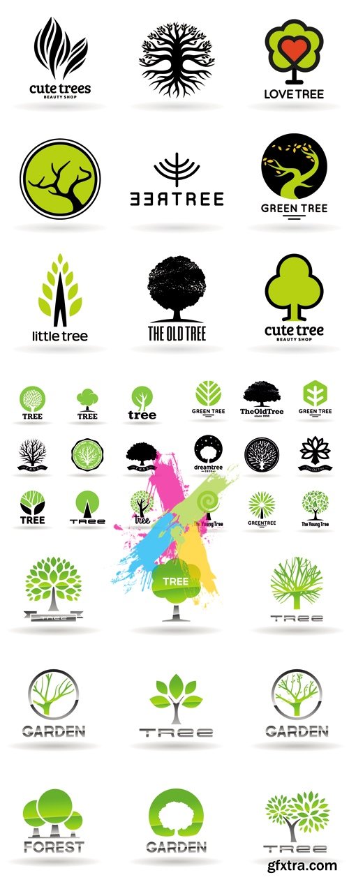 Various Tree Icons Vector