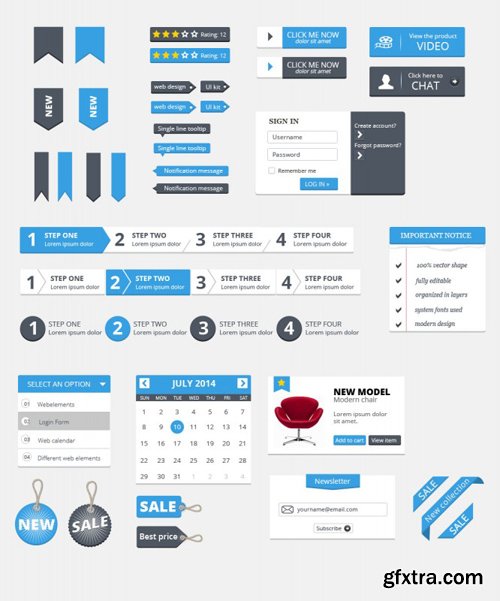 Web UI Kit - Blue Style