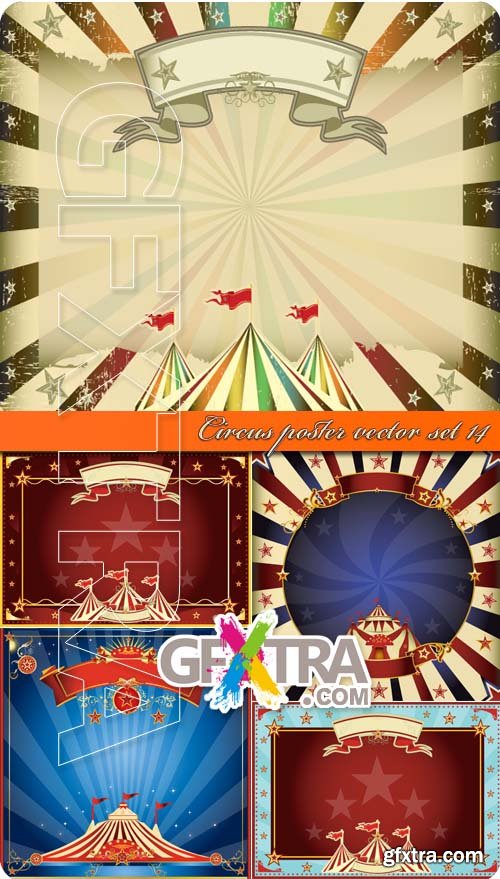 Circus poster vector set 14