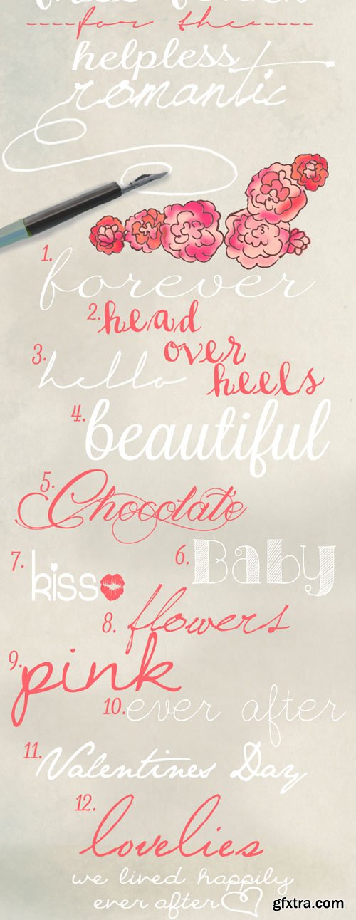 12 Romantic Fonts Collection