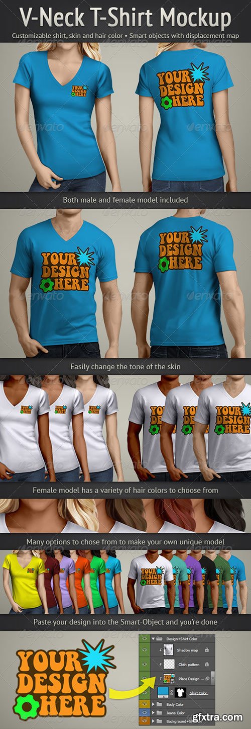 GraphicRiver - V-Neck T-Shirt Mockup