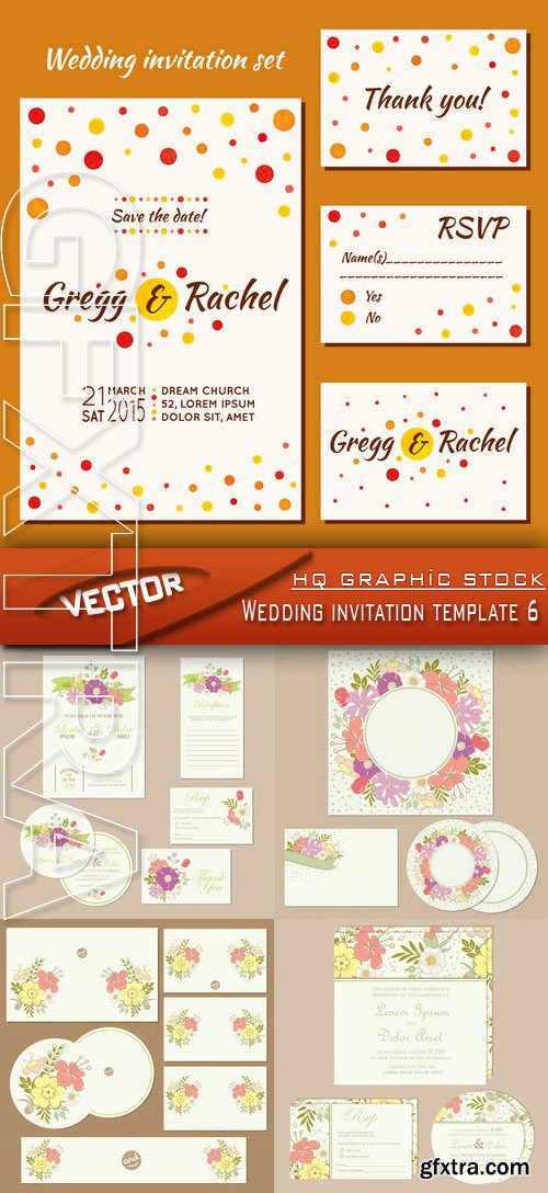 Wedding invitation template 6, 5xEPS