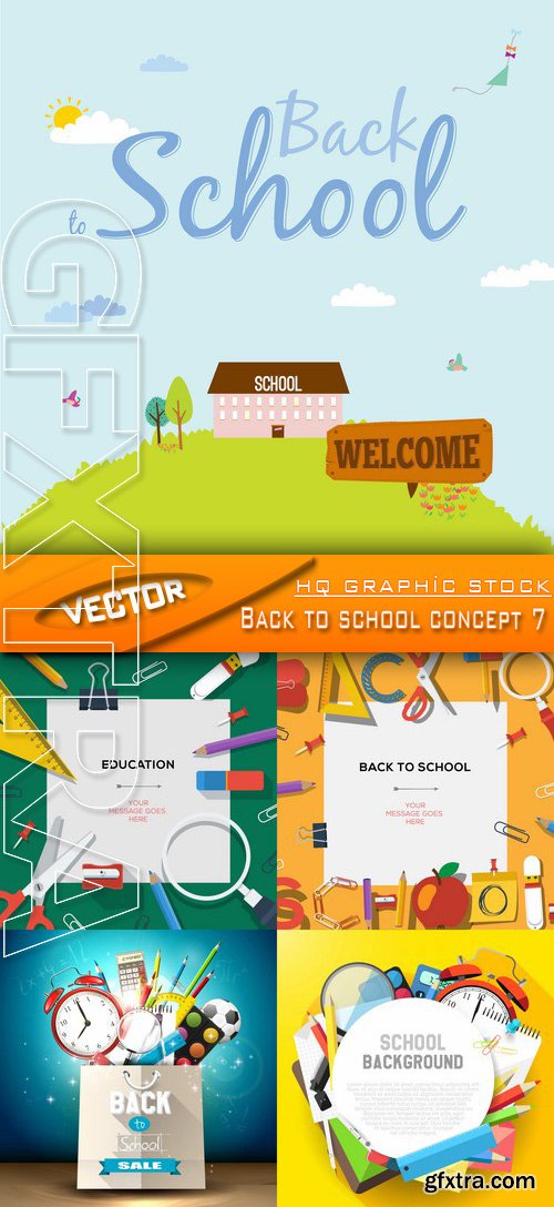 Back to school concept 7, 5xEPS