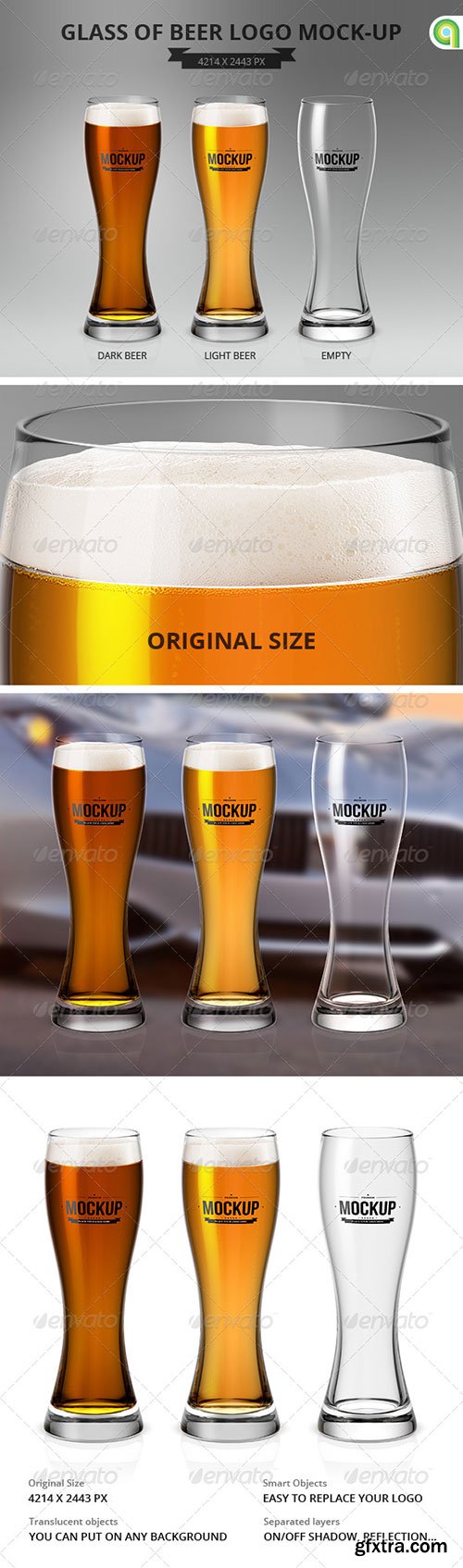 GraphicRiver - Glass of Beer Logo Mock-Up