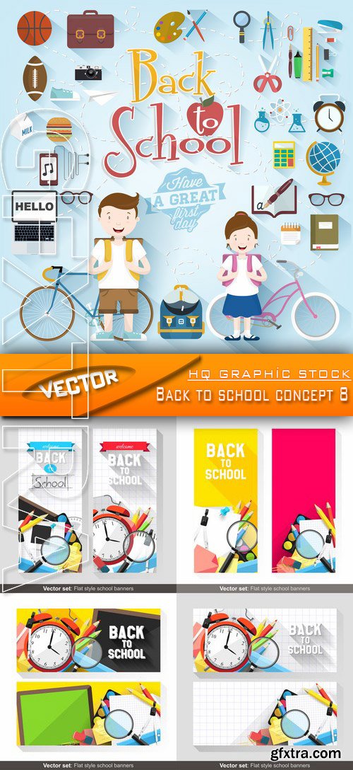 Back to school concept 8, 5xEPS