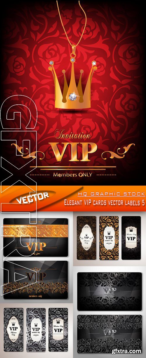Elegant VIP cards vector labels 5, 5xEPS