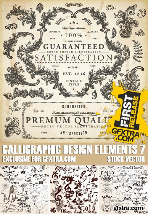 Stock Vectors - Calligraphic Design Elements 7, 25xEPS