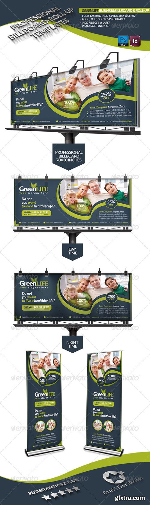 GraphicRiver - Green Life Business Billboard Roll-Up