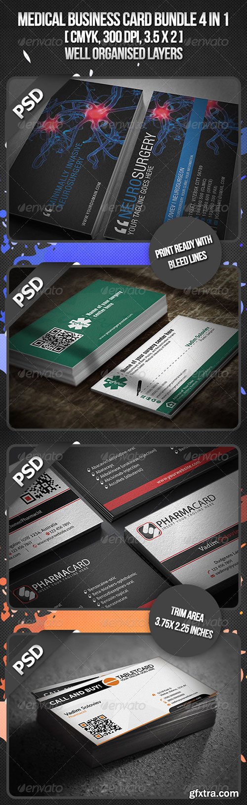 GraphicRiver - Medical Business Card Bundle 4 in 1