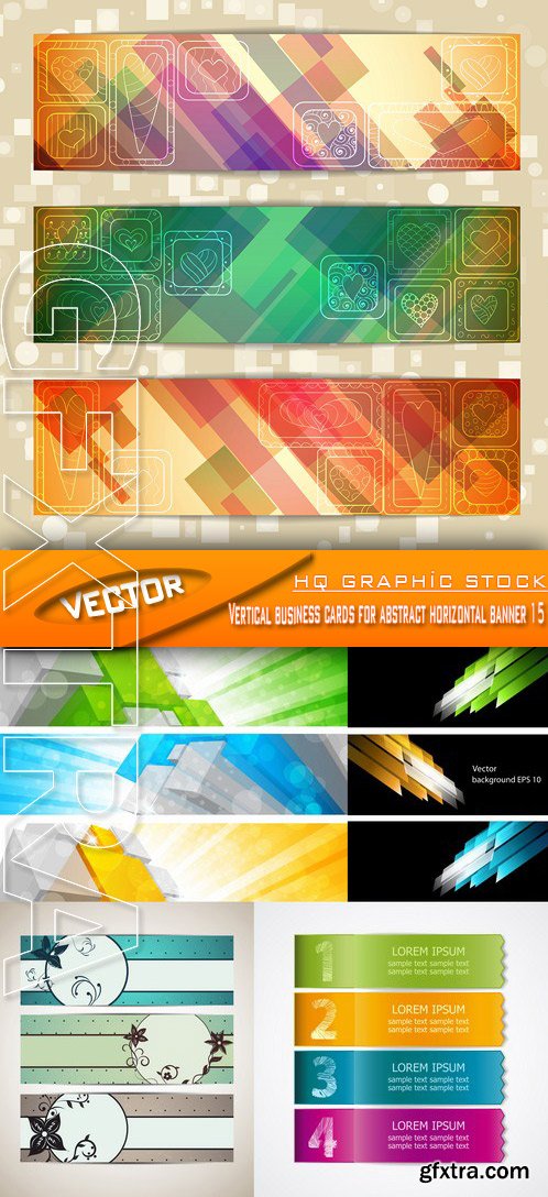 Stock Vector - Vertical business cards for abstract horizontal banner 15