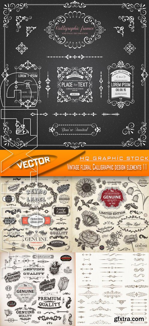 Stock Vector - Vintage floral Calligraphic design elements 11