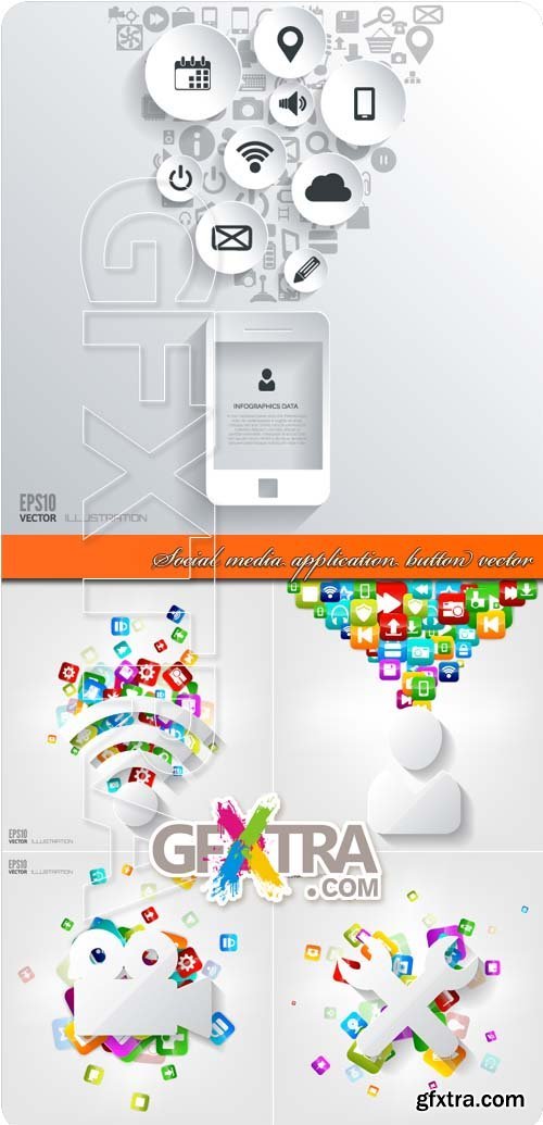 Social media application button vector