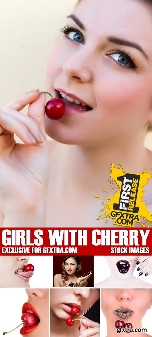 Stock Photos - Girls with cherry, 25xJPG