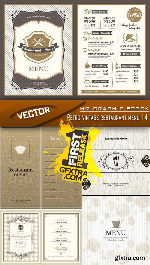 Stock Vector - Retro vintage restaurant menu 14