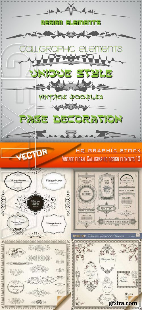 Stock Vector - Vintage floral Calligraphic design elements 12
