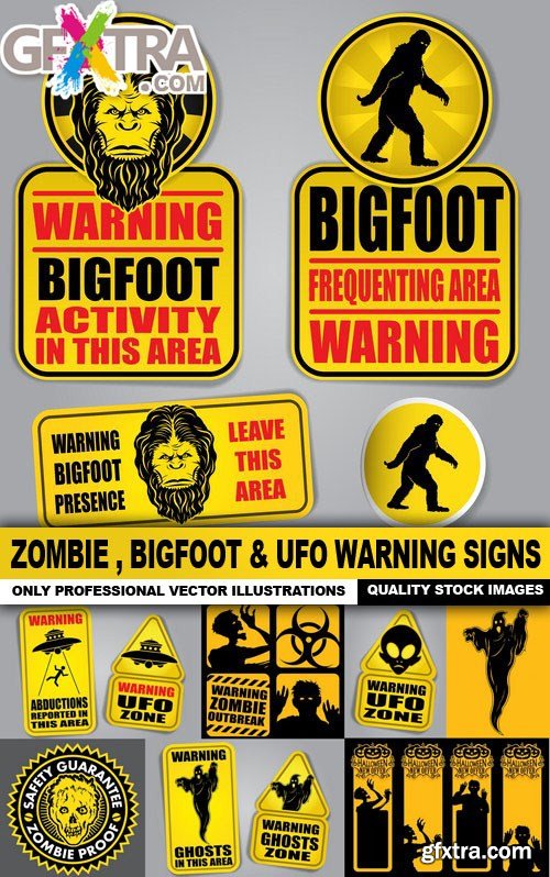 Zombie, Bigfoot & UFO Warning Signs 25xEPS